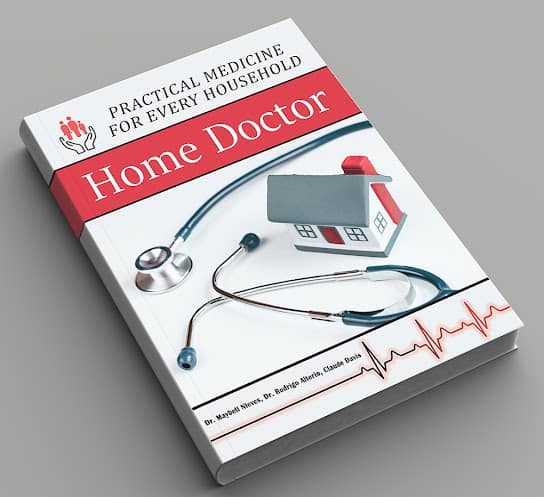 The Home Doctor Book. Hard cover book mock up isolated on soft gray background. 3D illustrating.