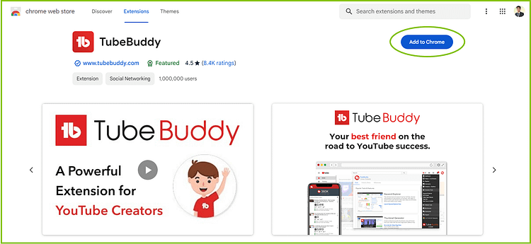 Install TubeBuddy Extension on Chrome Web Store