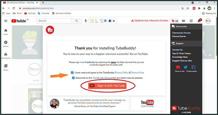 TubeBuddy Sign-in with YouTube, Tube Privacy Policy & Terms of Use